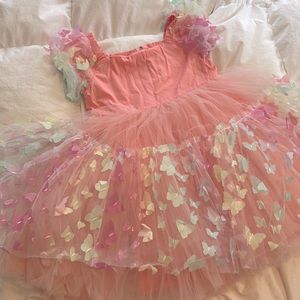 Pink tulle dress with butterflies